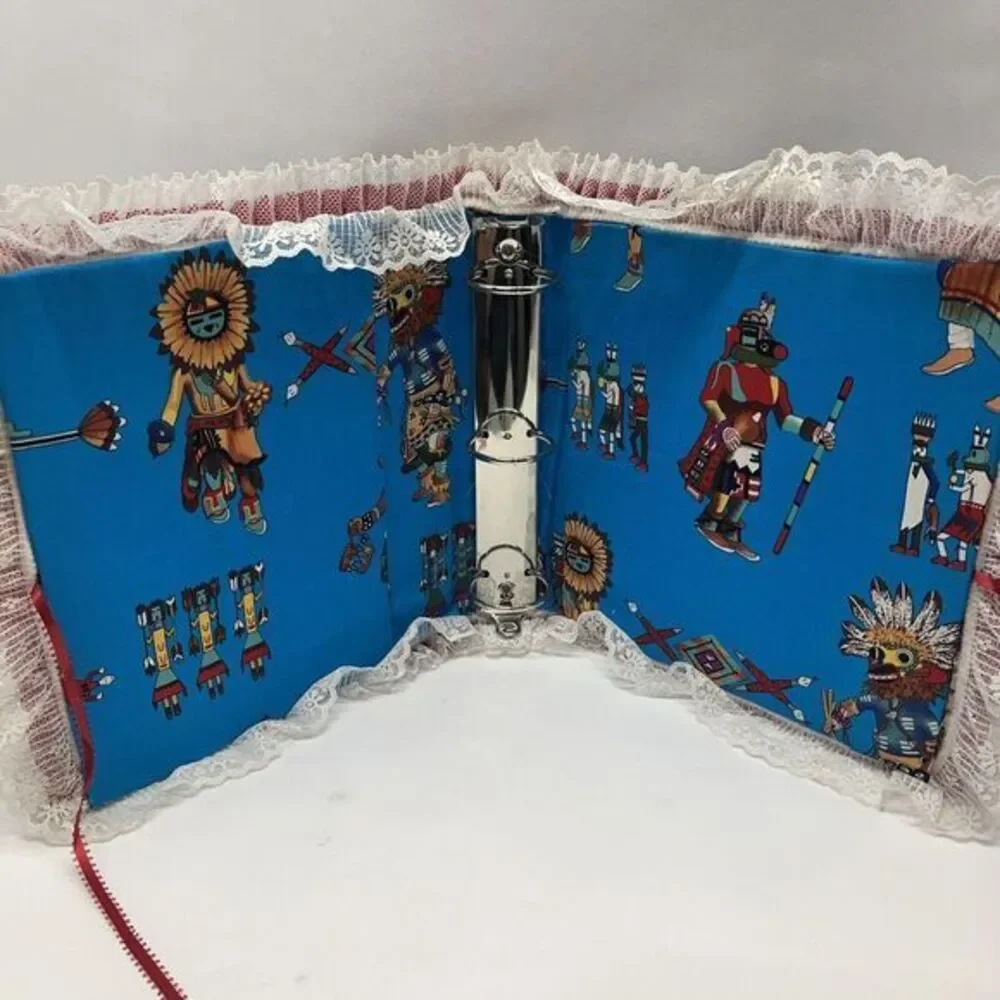 Native American‎ Magnetic Self Stick 3 Ring Handmade Fabric Photo Album